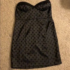 Strapless Black Polka Dot Cocktail Dress